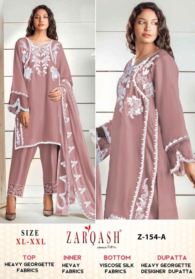 Z 154 Zarqash Embroidery Faux Georgette Pakistani Readymade Suits Wholesale Market In Surat